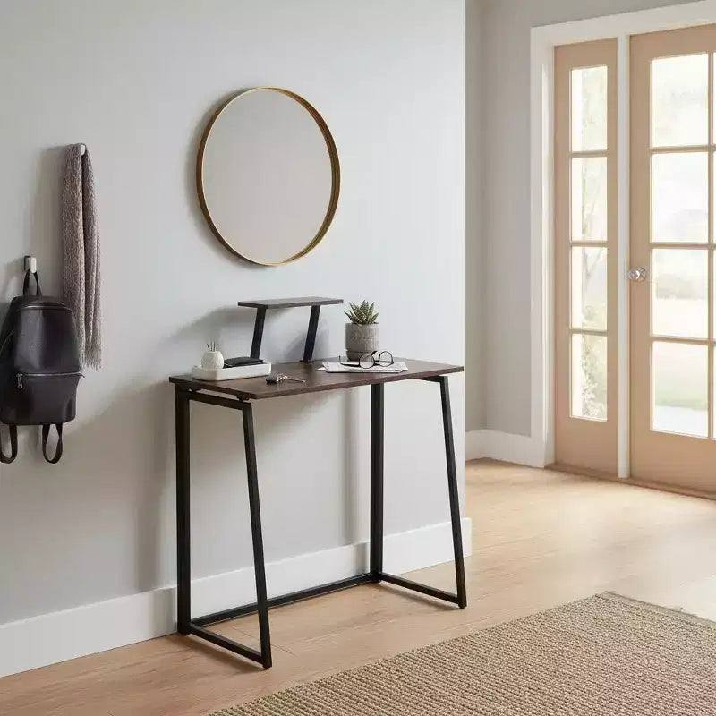 Bureau pliant de 31,5 pouces avec étagère supérieure réglable Petit bureau pour ordinateur portable Table d'appoint Montage facile Table compacte pour bureau à domicile Salon