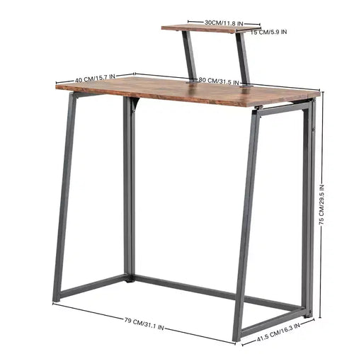 Bureau pliant de 31,5 pouces avec étagère supérieure réglable Petit bureau pour ordinateur portable Table d'appoint Montage facile Table compacte pour bureau à domicile Salon