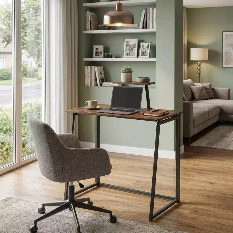 Bureau pliant de 31,5 pouces avec étagère supérieure réglable Petit bureau pour ordinateur portable Table d'appoint Montage facile Table compacte pour bureau à domicile Salon