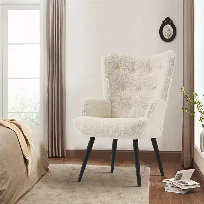 Fauteuil moderne en imitation peau de mouton, capitonné, avec accoudoirs, pour bureau/salon/chambre à coucher