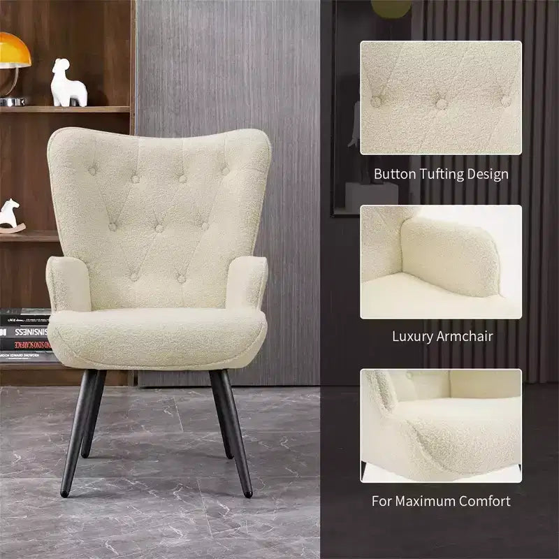 Fauteuil moderne en imitation peau de mouton, capitonné, avec accoudoirs, pour bureau/salon/chambre à coucher