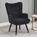 Furniliving Modern Accent Chair, Faux Shearling Tufted Button Wingback Chair with Arms for Home Office/Living Room/Bedroom