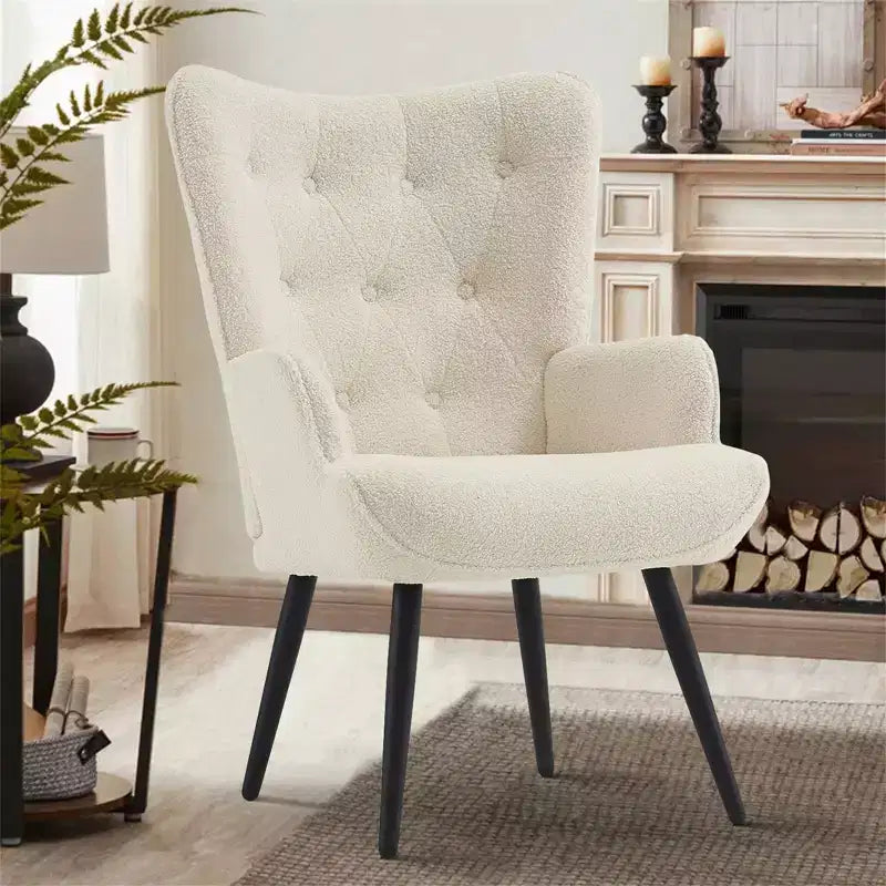 Fauteuil moderne en imitation peau de mouton, capitonné, avec accoudoirs, pour bureau/salon/chambre à coucher