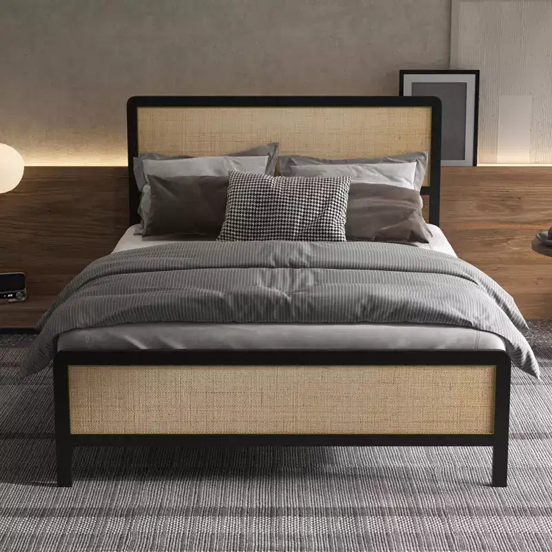 Cadre de lit plateforme pleine grandeur, cadre de lit en métal avec rangement sous le lit, convient aux chambres sans matelas à ressorts
