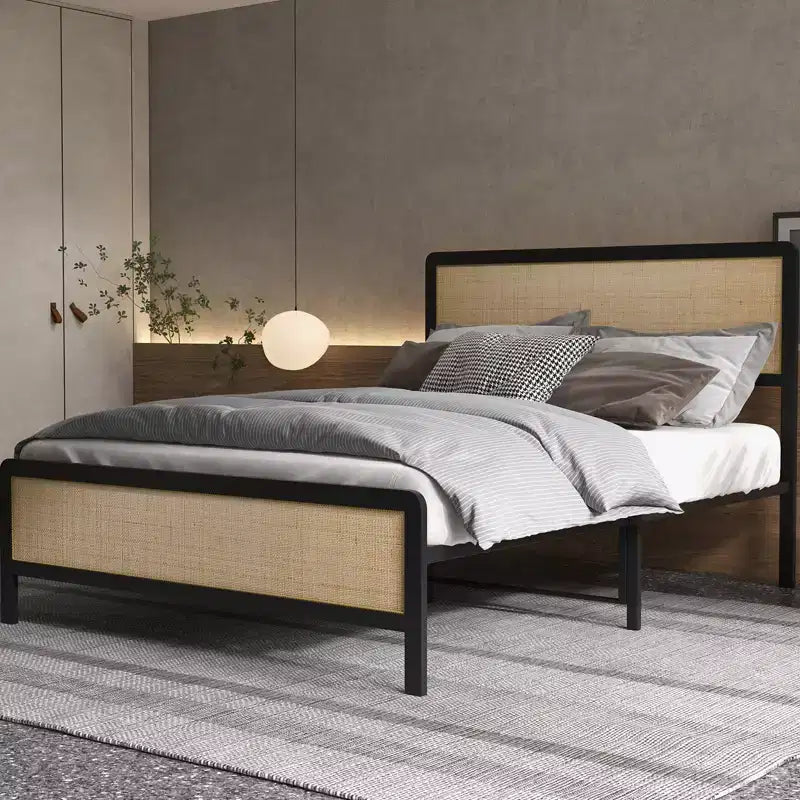 Cadre de lit plateforme pleine grandeur, cadre de lit en métal avec rangement sous le lit, convient aux chambres sans matelas à ressorts