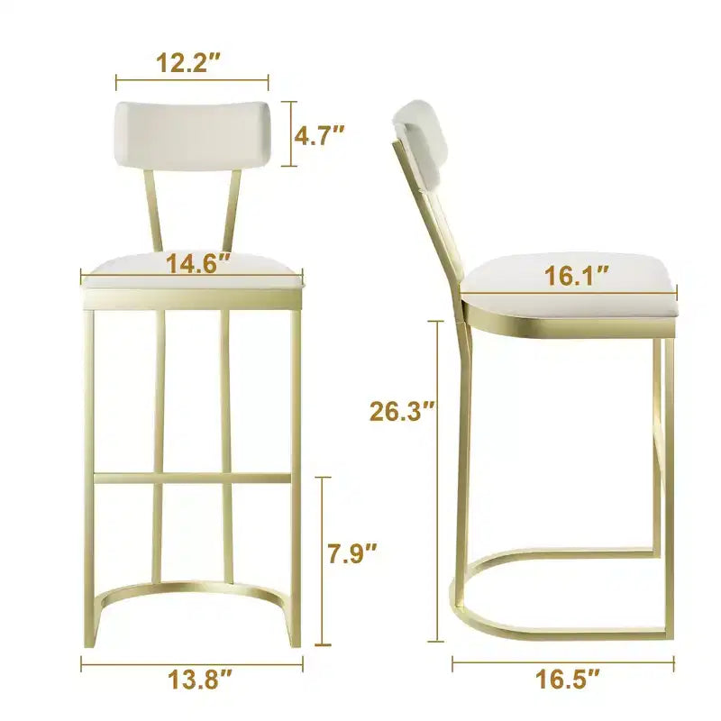 COZONY Tabourets de Bar Hauteur Comptoir, Lot de 2, Tabourets Modernes Rembourrés avec Dossier Incurvé et Repose-Pieds pour Îlot de Cuisine