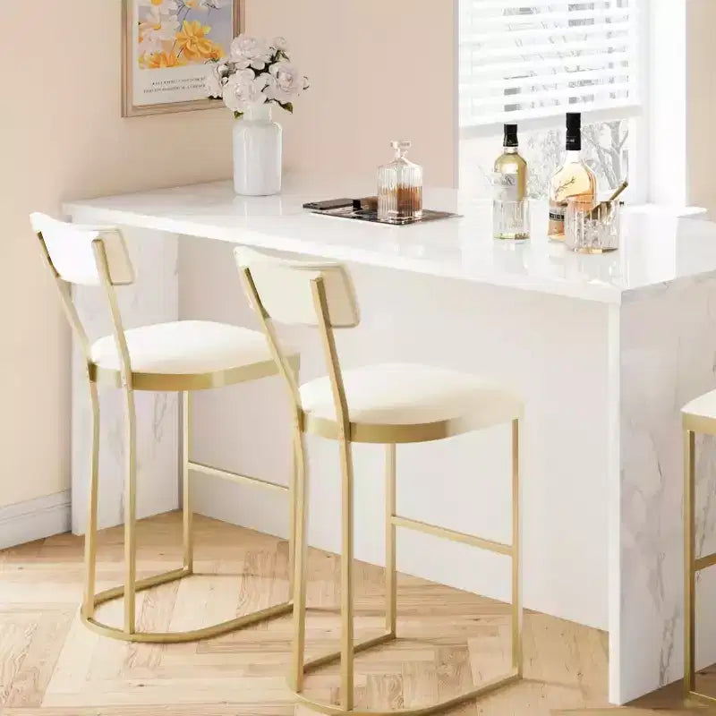 COZONY Tabourets de Bar Hauteur Comptoir, Lot de 2, Tabourets Modernes Rembourrés avec Dossier Incurvé et Repose-Pieds pour Îlot de Cuisine
