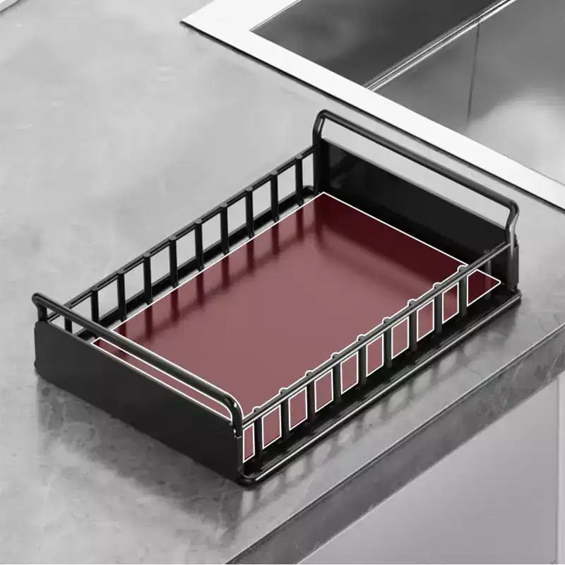 Organisateur d'évier en métal, organisateur d'évier de cuisine et de salle de bain à hauteur réglable, 2 niveaux en forme de L 26 x 36 x 41 cm