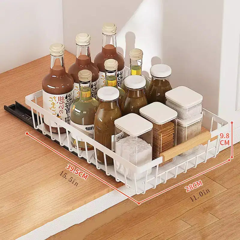 Organisateurs de Placard Coulissants, Organisateur Coulissant pour Placard, Tiroir de Rangement Coulissant pour Cuisine Salle de Bain Blanc Amélioré 4 Lignes de Cartes Taille Unique