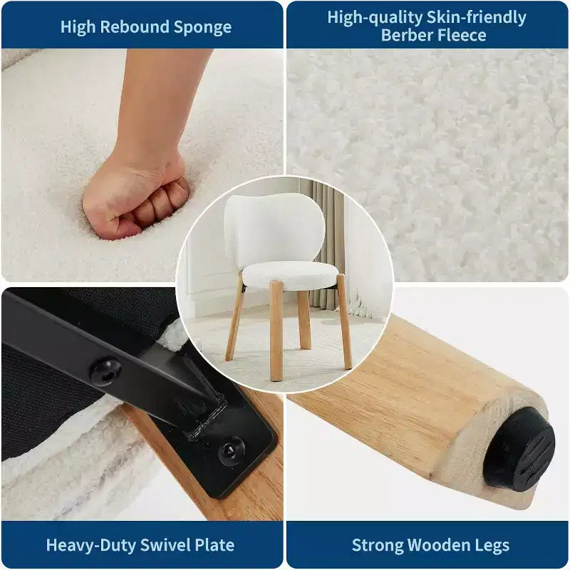 COZONY Chaise de maquillage à dossier cœur, lot de 1 ou 2, chaise de coiffeuse et de salle à manger pour chambre à coucher, chaise d'appoint confortable, capacité de 136 kg, compatible avec les bureaux de moins de 61 cm