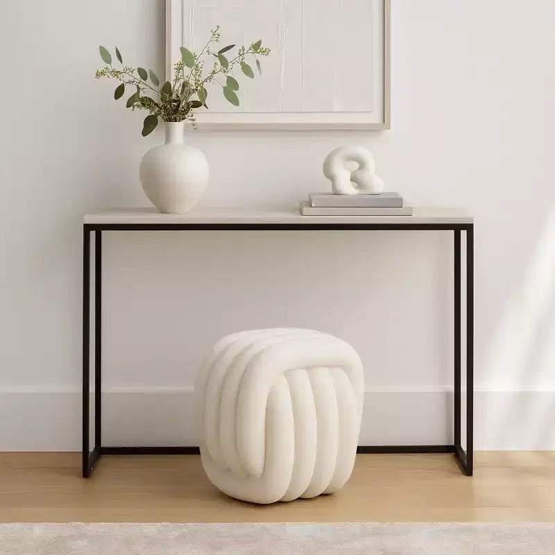 Tabouret décoratif en forme de nœud pour la décoration intérieure - Pouf au design inspiré de l'art moderne, parfait pour une coiffeuse, une chambre ou un salon - 18, Blanc