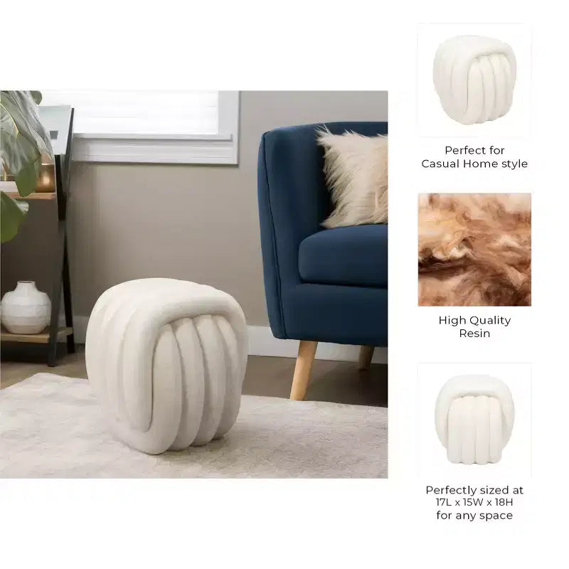 Tabouret décoratif en forme de nœud pour la décoration intérieure - Pouf au design inspiré de l'art moderne, parfait pour une coiffeuse, une chambre ou un salon - 18, Blanc