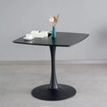 Mid Century Modern Dining Table, 31.5 in Modern Base Pedestal Table for Small Spaces Coffee Table for Dining Room, Kitchen-Black Small