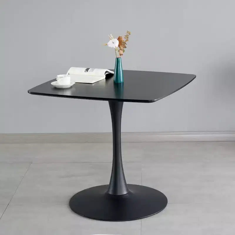 Mid Century Modern Dining Table, 31.5 in Modern Base Pedestal Table for Small Spaces Coffee Table for Dining Room, Kitchen-Black Small