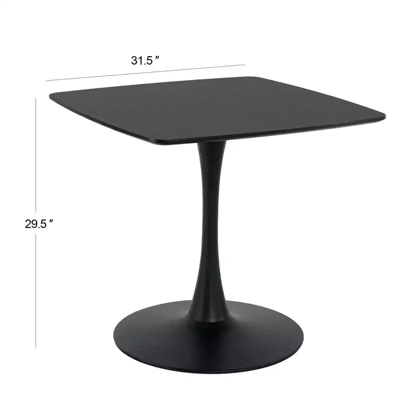 Table de salle à manger moderne du milieu du siècle, table piédestal à base moderne de 80 cm pour petits espaces, table basse pour salle à manger, cuisine - Petite noire