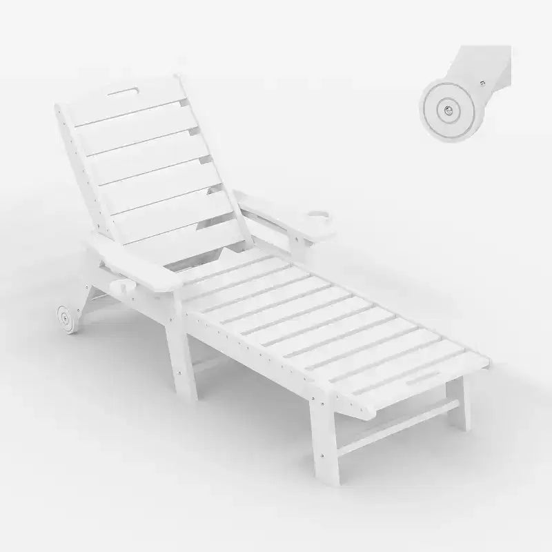 Chaise longue d'extérieur avec roulettes, Chaises longues de piscine surdimensionnées en PEHD à 5 positions, Chaises longues de piscine