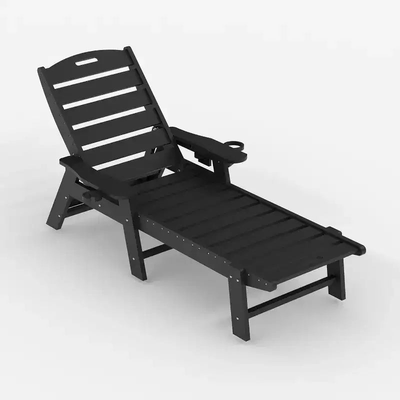 Chaise longue d'extérieur avec roulettes, Chaises longues de piscine surdimensionnées en PEHD à 5 positions, Chaises longues de piscine