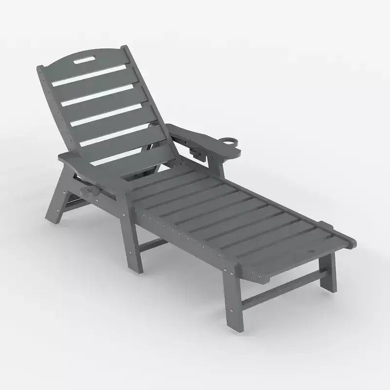 Chaise longue d'extérieur avec roulettes, Chaises longues de piscine surdimensionnées en PEHD à 5 positions, Chaises longues de piscine