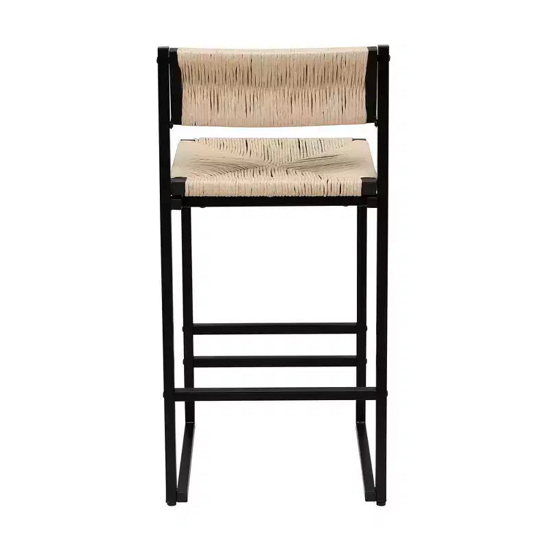 Lot de 2 tabourets de bar hauts en corde de papier tressée, capacité de charge maximale de 100 kg