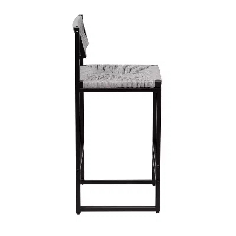 Lot de 2 tabourets de bar hauts en corde de papier tressée, capacité de charge maximale de 100 kg