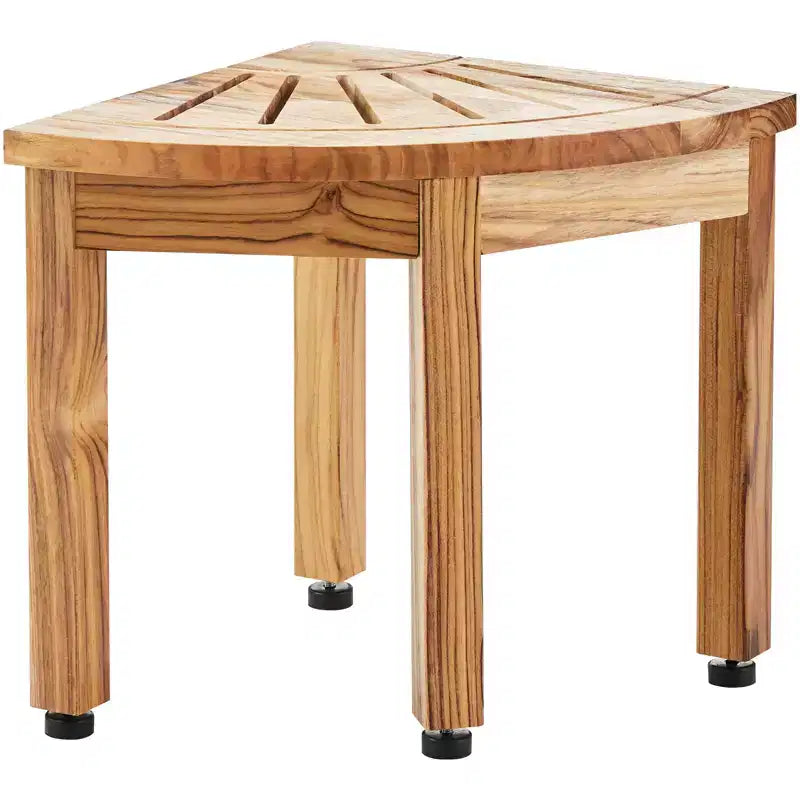 VEVOR Corner Teak Shower Bench, 12.4 Height 11.5 Radius, 100% Teak Wood Corner Shower Beach, 300 LBS with Storage Shelf, Wood Color