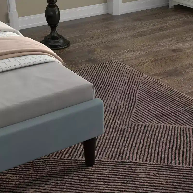 Cadre de lit grand format robuste avec lattes en acier, tête de lit réglable en hauteur, aucun sommier tapissier requis, assemblage facile, beige