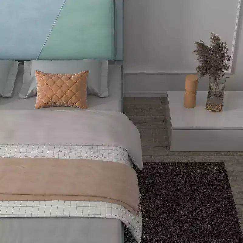 Cadre de lit grand format robuste avec lattes en acier, tête de lit réglable en hauteur, aucun sommier tapissier requis, assemblage facile, beige