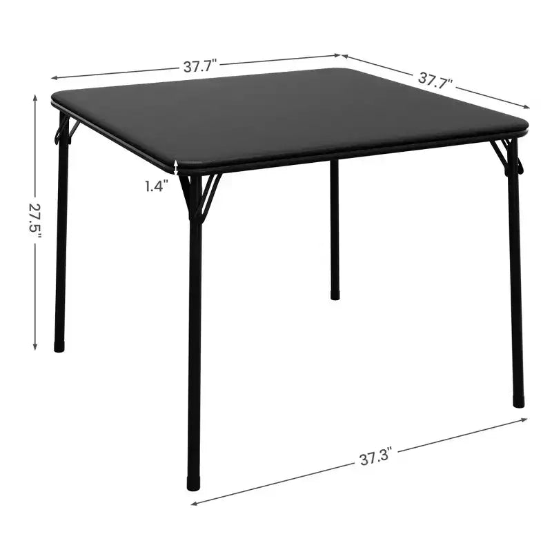 Table carrée pliante portable avec pieds pliables et rembourrage en vinyle, fabriquée en métal, convient comme bureau, table de jeu d'échecs ou table de jeux de société