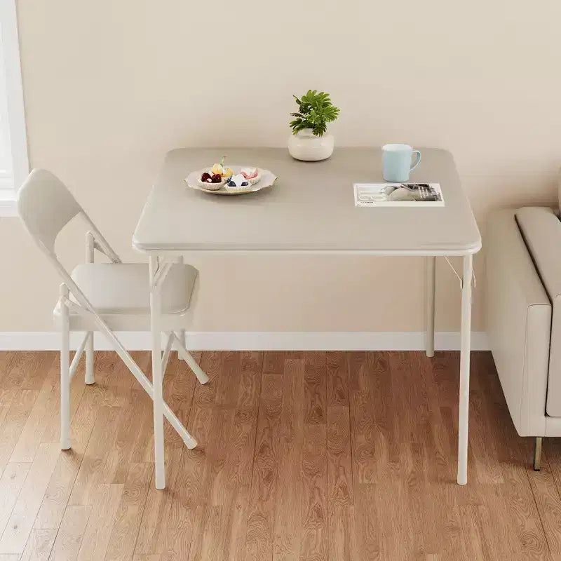 Table carrée pliante portable avec pieds pliables et rembourrage en vinyle, fabriquée en métal, convient comme bureau, table de jeu d'échecs ou table de jeux de société