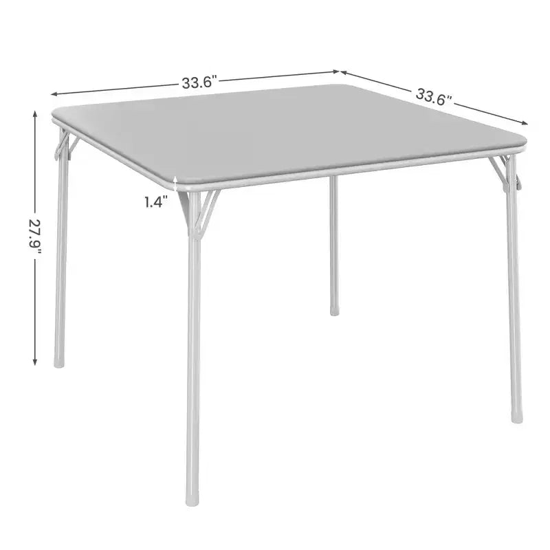 Table carrée pliante portable avec pieds pliables et rembourrage en vinyle, fabriquée en métal, convient comme bureau, table de jeu d'échecs ou table de jeux de société
