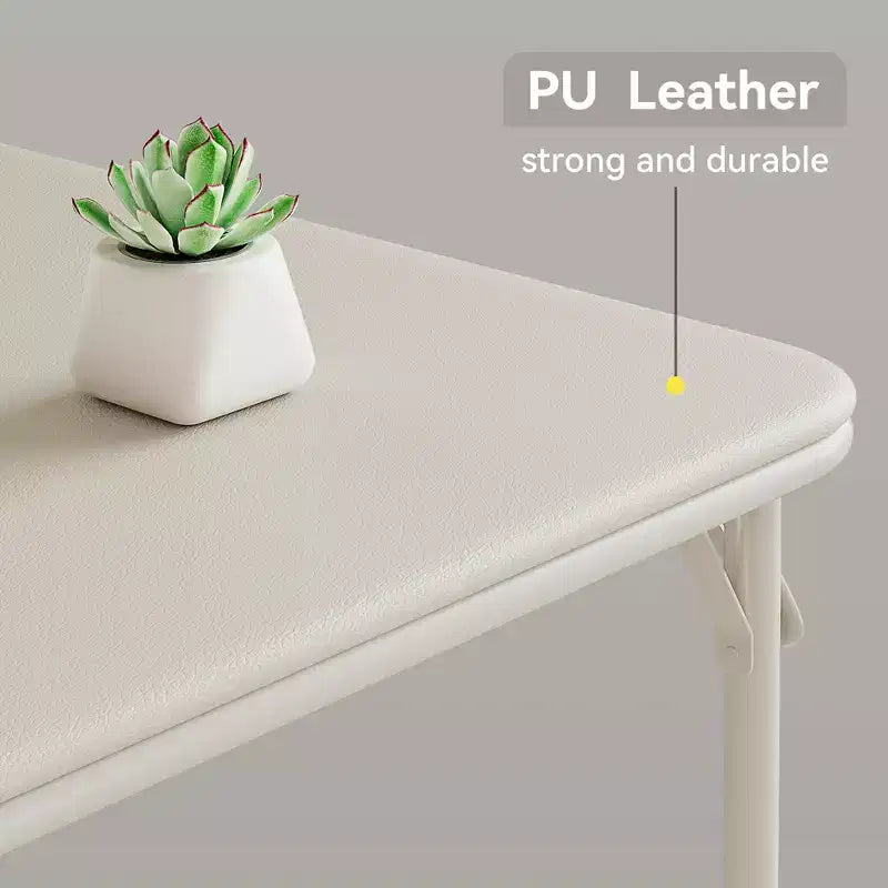 Table carrée pliante portable avec pieds pliables et rembourrage en vinyle, fabriquée en métal, convient comme bureau, table de jeu d'échecs ou table de jeux de société