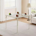 Table carrée pliante portable avec pieds pliables et rembourrage en vinyle, fabriquée en métal, convient comme bureau, table de jeu d'échecs ou table de jeux de société
