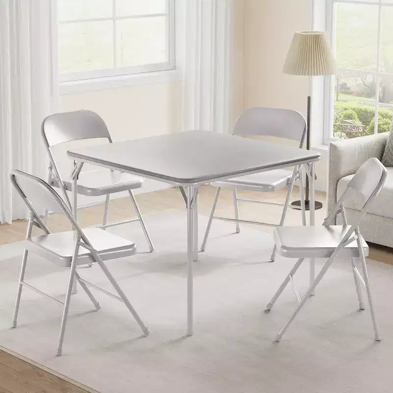 Portable Folding Square Table with Foldable Legs and Vinyl Padding, Made of Metal, Suitable as A Desk, Chess Table, or Board Game Table