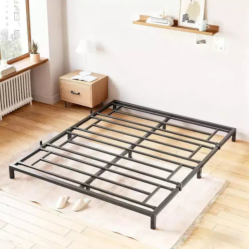 6inch Bed Frame with Storage, Heavy Duty Metal Platform Bed with Noise-Free Steel Slats, No Box Spring Needed, Easy Assembly