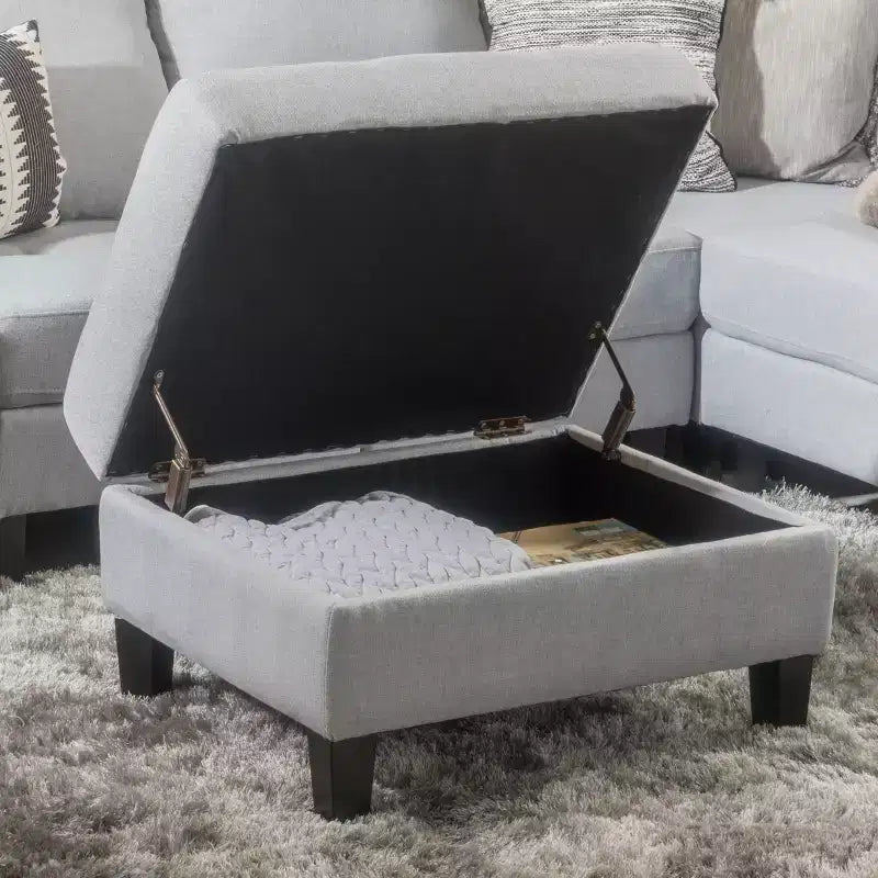 Banc ottoman de rangement carré moderne avec coussin, bout de lit avec pieds en bois, banc d'entrée pour chambre à coucher, salon