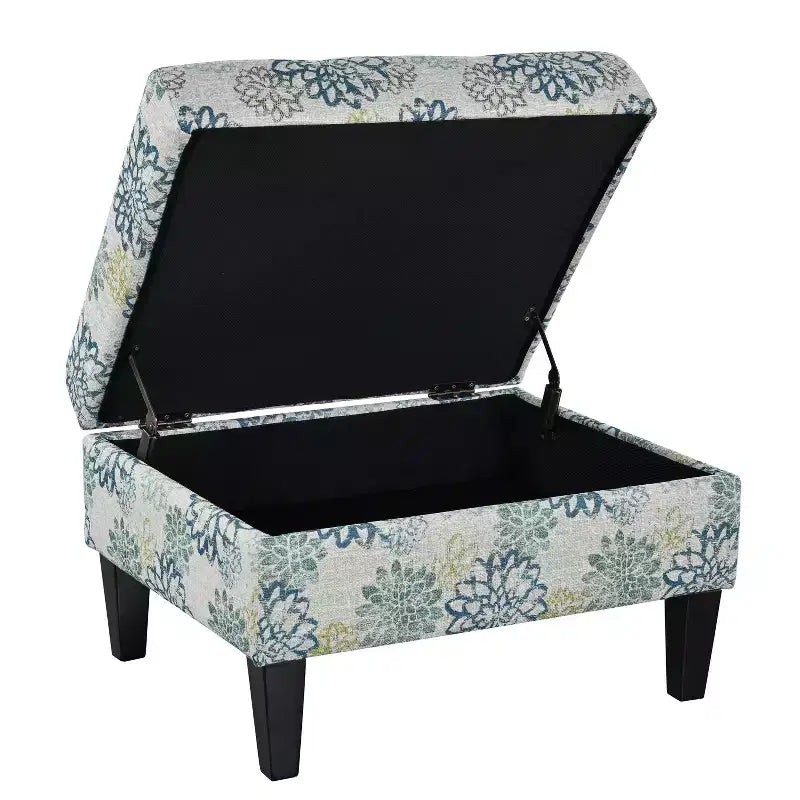 Banc ottoman de rangement carré moderne avec coussin, bout de lit avec pieds en bois, banc d'entrée pour chambre à coucher, salon