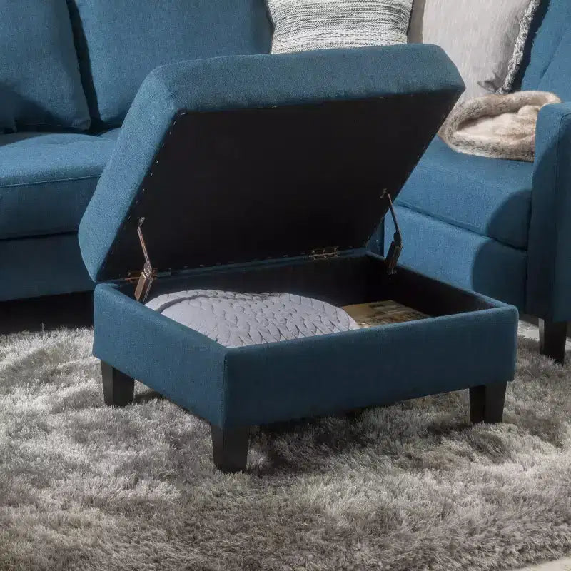 Banc ottoman de rangement carré moderne avec coussin, bout de lit avec pieds en bois, banc d'entrée pour chambre à coucher, salon