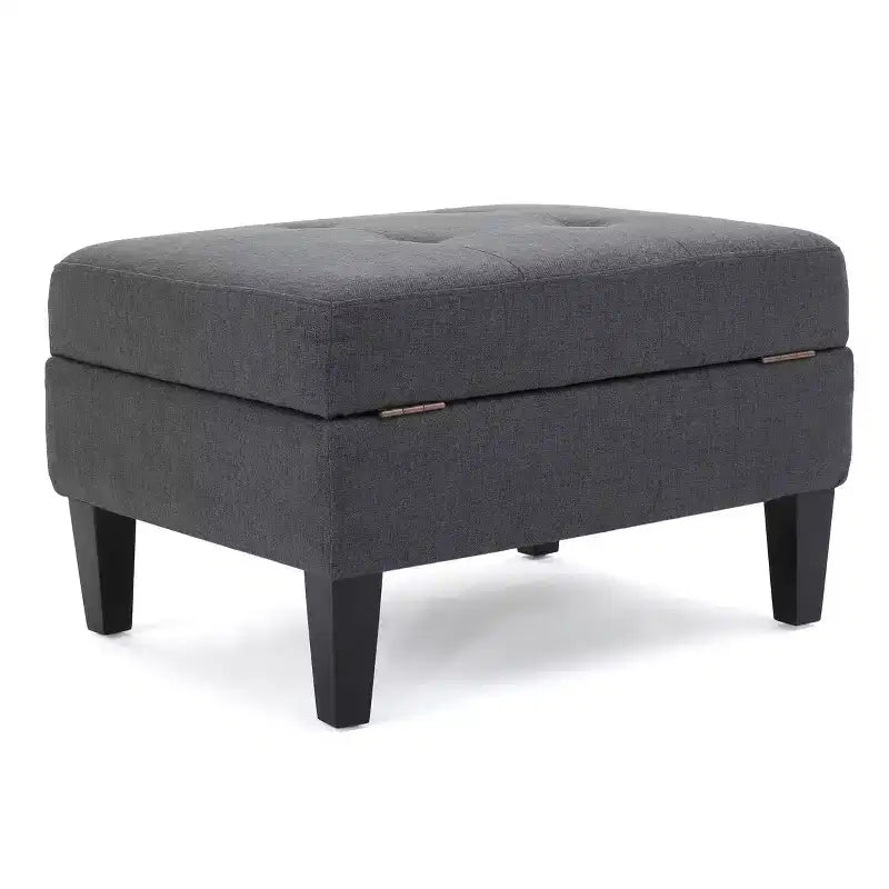 Banc ottoman de rangement carré moderne avec coussin, bout de lit avec pieds en bois, banc d'entrée pour chambre à coucher, salon