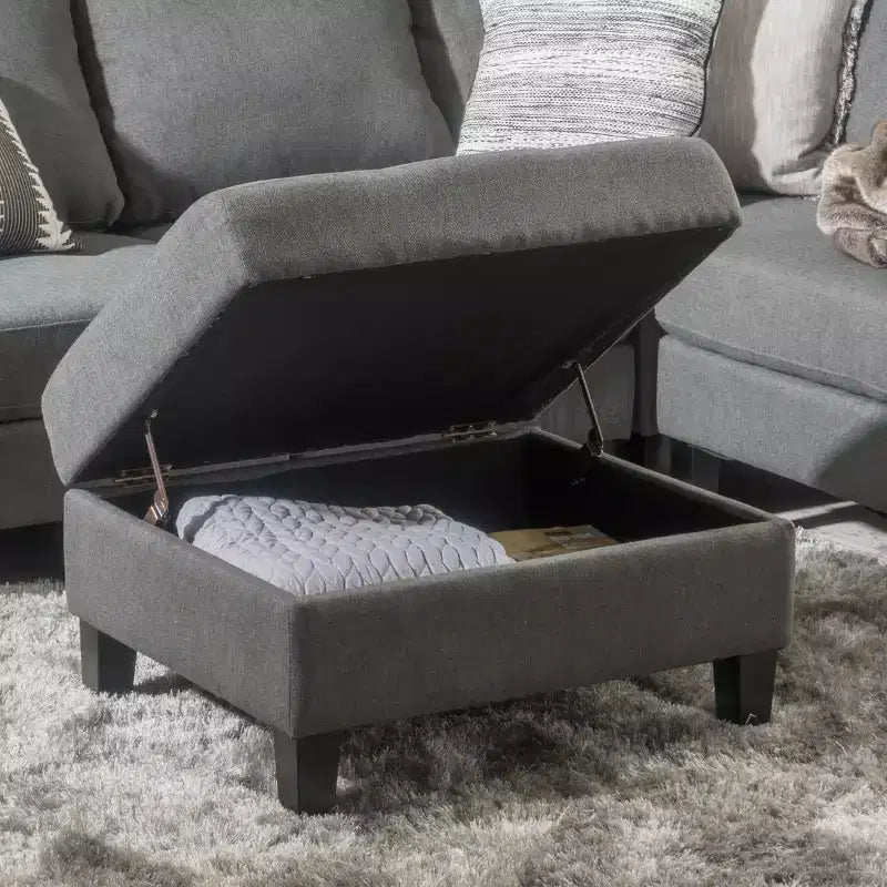 Banc ottoman de rangement carré moderne avec coussin, bout de lit avec pieds en bois, banc d'entrée pour chambre à coucher, salon