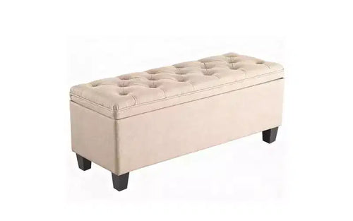TUYOHW 40 Modern Tufted Storage Ottoman Bench-Linen Fabric Entryway Seat,End of Bed Bench with Metal Frame for Living Room & Bedroom