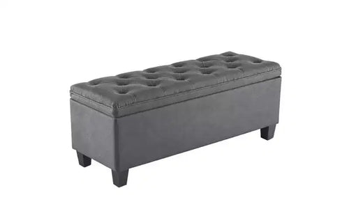 Banc coffre de rangement capitonné moderne (40 pouces) – Tissu lin – Siège d'entrée/Banc de bout de lit avec cadre métallique pour salon et chambre à coucher