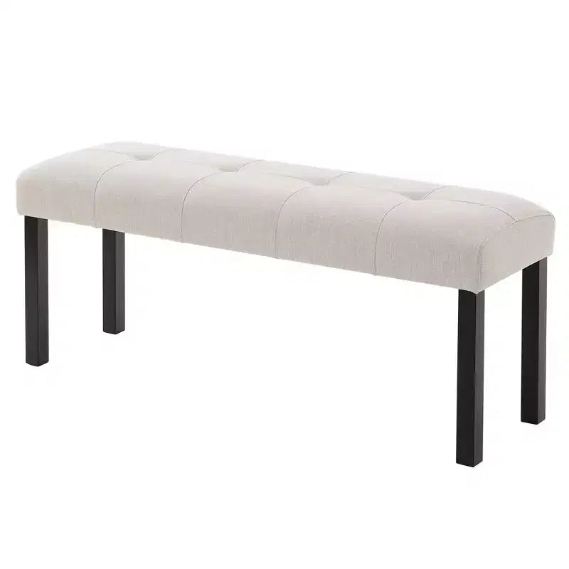 Banc moderne en lin avec capitonnage, banc de chaise de salle à manger polyvalent avec pieds en bois, banc de bout de lit de ferme pour salon et chambre à coucher
