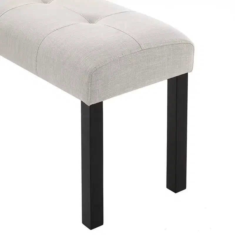 Banc moderne en lin avec capitonnage, banc de chaise de salle à manger polyvalent avec pieds en bois, banc de bout de lit de ferme pour salon et chambre à coucher