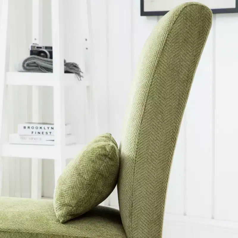 Fauteuil d'appoint moderne avec oreiller et revêtement en chenille, sans accoudoirs, avec pieds en bois massif, chaise confortable pour salon et chambre à coucher.