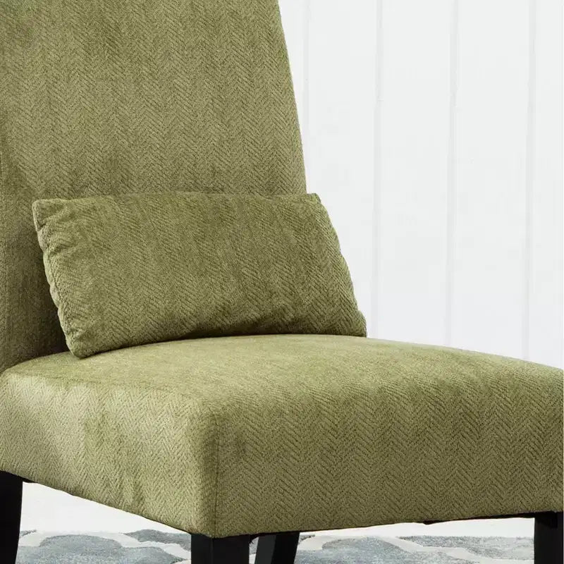 Fauteuil d'appoint moderne avec oreiller et revêtement en chenille, sans accoudoirs, avec pieds en bois massif, chaise confortable pour salon et chambre à coucher.