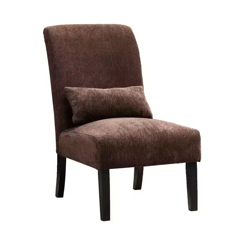 Fauteuil d'appoint moderne avec oreiller et revêtement en chenille, sans accoudoirs, avec pieds en bois massif, chaise confortable pour salon et chambre à coucher.