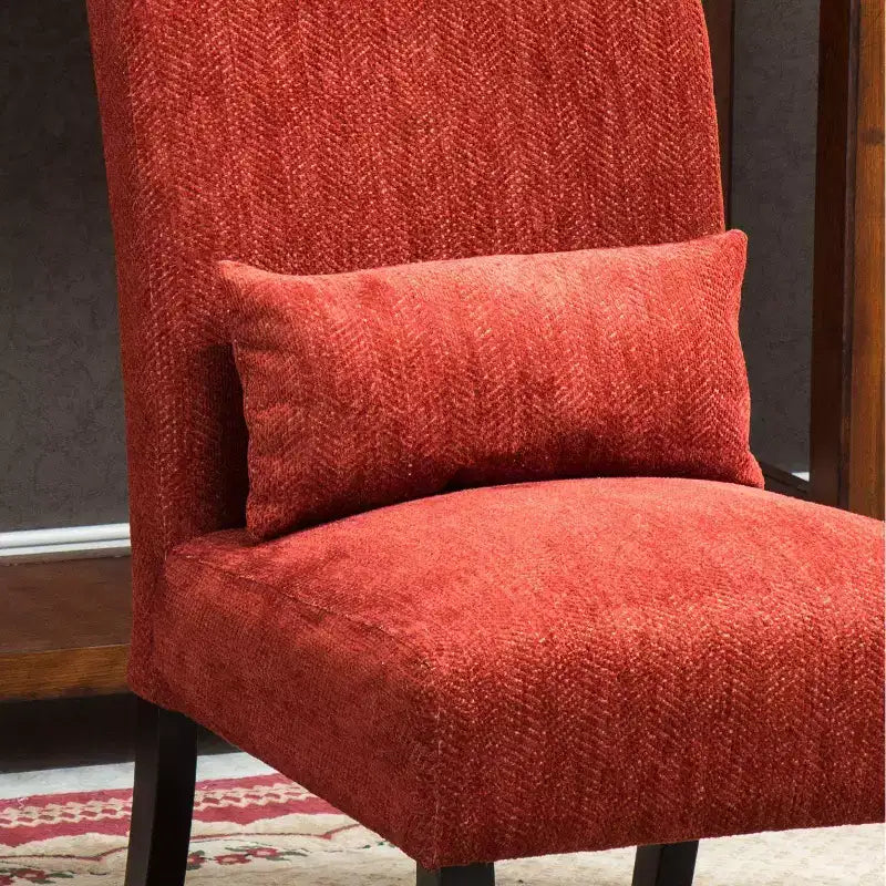 Fauteuil d'appoint moderne avec oreiller et revêtement en chenille, sans accoudoirs, avec pieds en bois massif, chaise confortable pour salon et chambre à coucher.