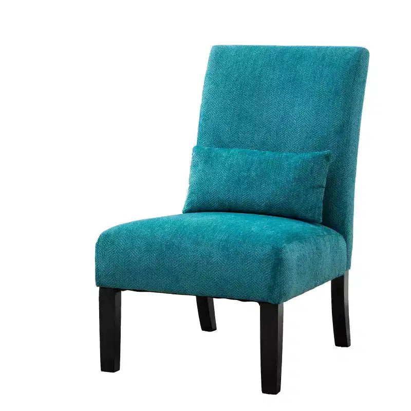 Fauteuil d'appoint moderne avec oreiller et revêtement en chenille, sans accoudoirs, avec pieds en bois massif, chaise confortable pour salon et chambre à coucher.