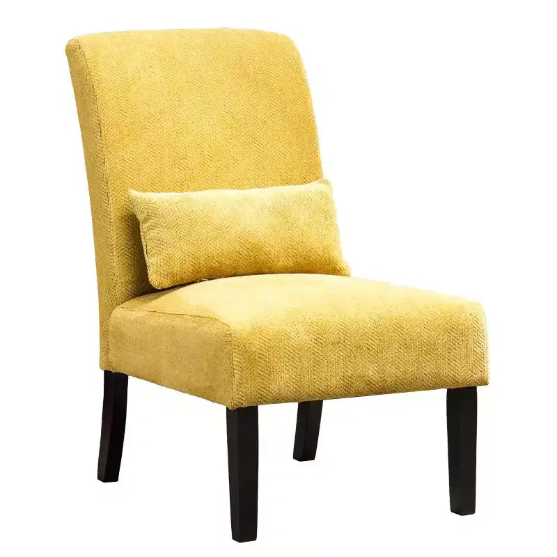 Fauteuil d'appoint moderne avec oreiller et revêtement en chenille, sans accoudoirs, avec pieds en bois massif, chaise confortable pour salon et chambre à coucher.