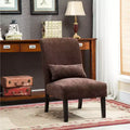 Fauteuil d'appoint moderne avec oreiller et revêtement en chenille, sans accoudoirs, avec pieds en bois massif, chaise confortable pour salon et chambre à coucher.